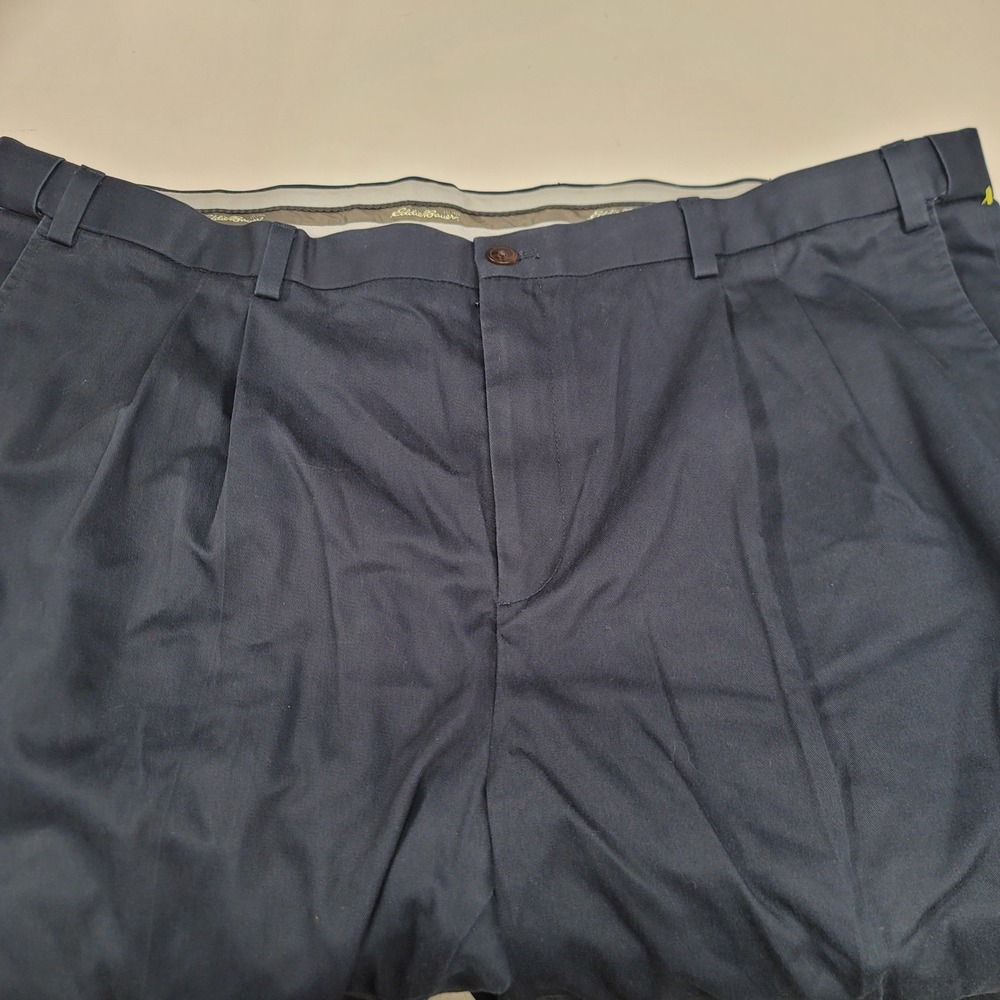 Eddie Bauer Mens Pleated Dress Pants T46 Navy Blue Work Career